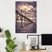 Grand Haven lighthouse and pier, Grand Haven Poster (Thuiskantoor)