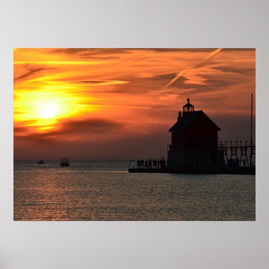 Grand Haven Pier op Sunset Poster (Voorkant)