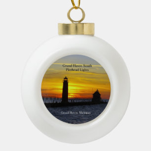 Grand Haven South Pierhead Licht Keramische Bal Ornament