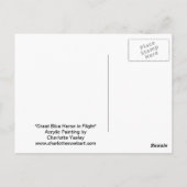 Grand Héron bleu en vol carte postale d'art ornith (Dos)