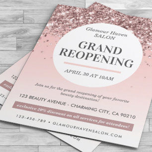 Grand Heropening Blush Pink Glitter Salon Flyer