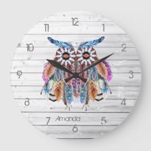 Grand horloge attrape-rêves de hibou amérindien