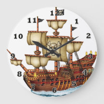 Grand horloge murale de bateau pirate