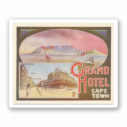 Grand Hotel Cape Town Sticker Afrique du Sud (Devant)