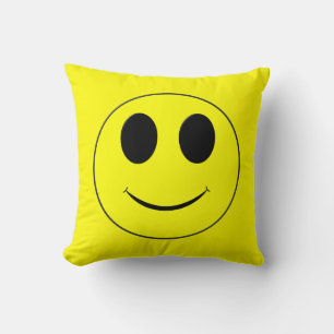 Grand Jaune Joyeux Oreiller Carré Visage