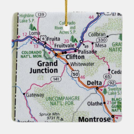 Grand Junction CO Map Keramisch Ornament (Achterkant)