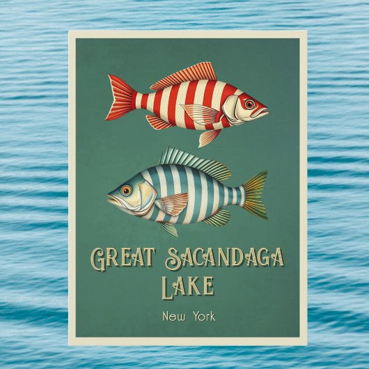 Grand lac Sacandaga New York poisson Carte postale