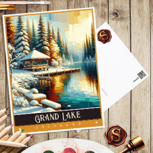 Grand Lake, Colorado Schilderij in vintage stijl Briefkaart
