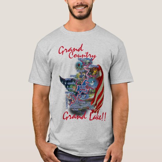 Grand Lake OK Map t-shirt (Voorkant)
