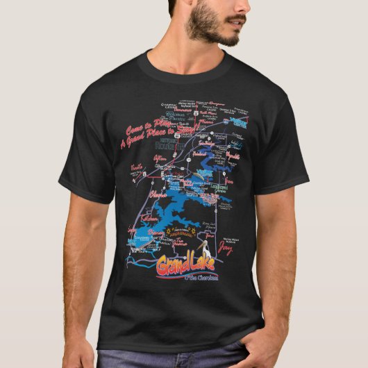Grand Lake OK Map t-shirt (Voorkant)