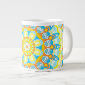 Grand Mandala d'été Lumineux Boho Tasse de Café Ov