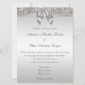 Grand Mariage Faux Séquins Argent Bow Invitations (Dos)