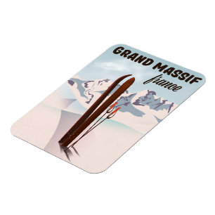 Grand Massif france ski poster art. Magneet
