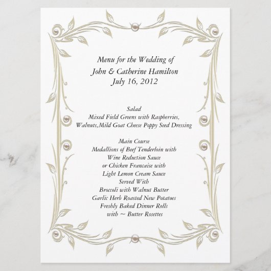 Grand menu blanc et bronzage de Tableau de mariage (Devant)