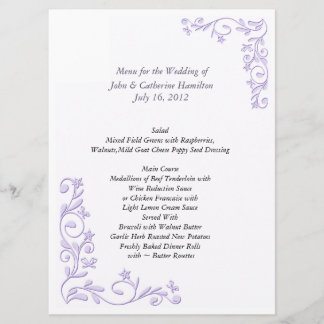 Grand menu de Tableau de mariage de blanc et de
