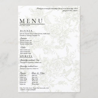 Grand Menu Floral de Mariage