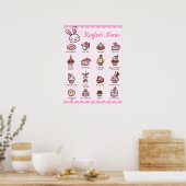 Grand Menu Kawaii Boulangerie Poster avec votre no (Cuisine)