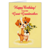 Grand-mère Anniversaire Chiot et Fleurs (Devant)
