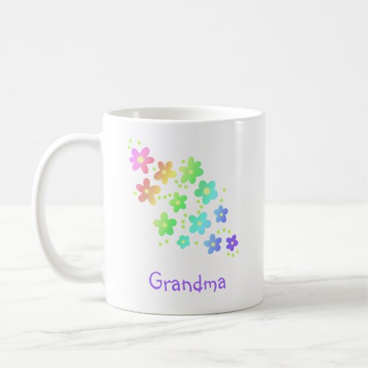 Grand-mère Arc-en-ciel Fleurs Mug (Gauche)