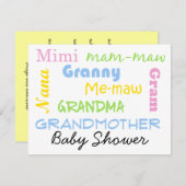 Grand-mère Baby shower Invitation (Devant / Derrière)
