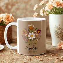 Grand-mère cadeau photo girly floral tasse à café