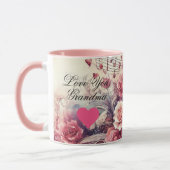 Grand-mère Coeurs Aimer Piano Mug Mug (Gauche)