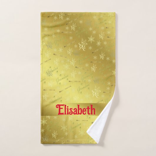 grand-mère, Ensemble de serviettes de bain, noël,  (Serviette à main)