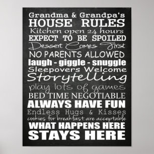 Grand-mère & grand-père's House Rules Poster Chalk
