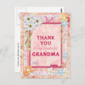 grand-mère Merci, carte d'artisanat des fleurs (Devant / Derrière)