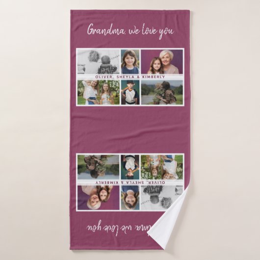Grand-mère nous vous aimons Petits-enfants 6 Photo (Serviette de bain)