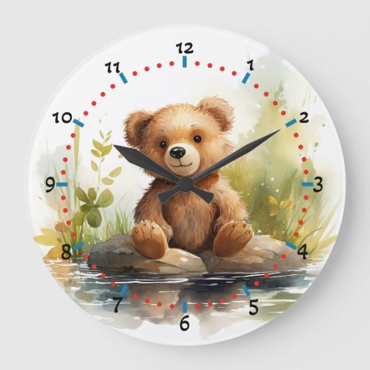 Grand mignon Teddy Bear mur Horloge cousue (Recto)