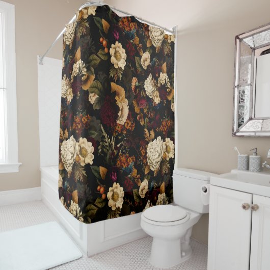 Grand Millennial Maximalisme Moody Florals Douchegordijn (In situ)