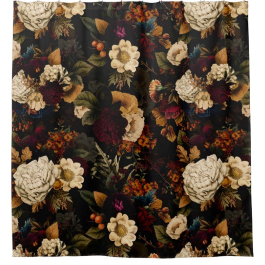 Grand Millennial Maximalisme Moody Florals Douchegordijn (Voorkant)