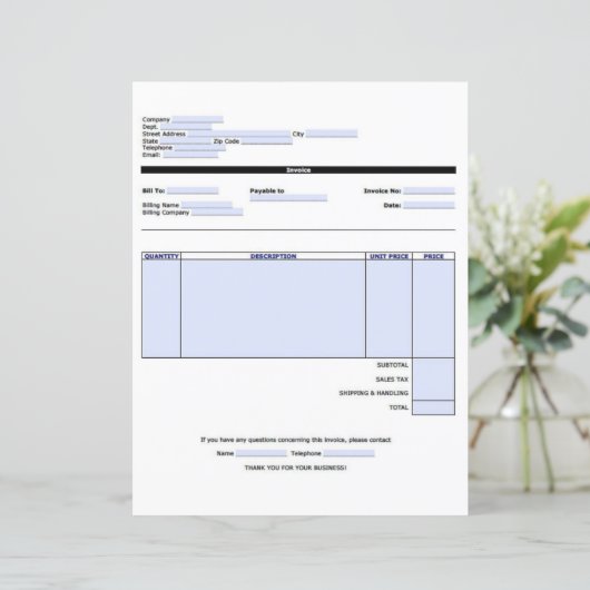 Grand modèle de facture (Debout devant)