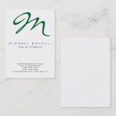 Grand Monogramme Green Calligraphy Carte de visite (Devant / Derrière)