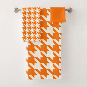 Grand Motif Houndstooth Bright Orange et Blanc