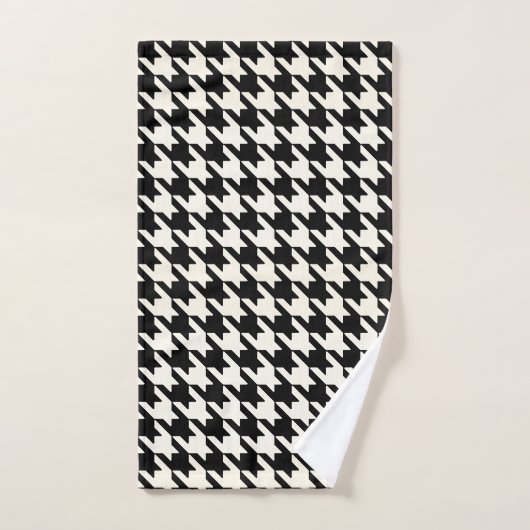 Grand Motif Houndstooth noir et blanc (Serviette à main)