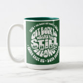Grand mug à café de 16 oz : Vert et Blanc (Gauche)