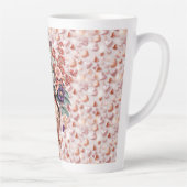 Grand mug à latte à cœurs et fleurs dorés rosés (Droite)