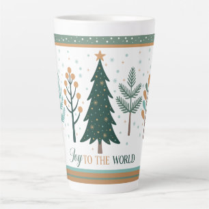 Grand mug à latte avec arbres de Noël minimaliste