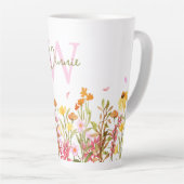 Grand mug à latte avec monogramme de fleurs sauvag (Angle droit)