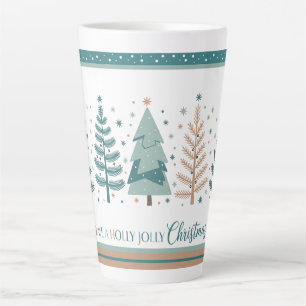Grand mug à latte avec sapins minimaliste