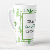 Grand mug à latte | Impression de motif de feuille (Angle gauche)