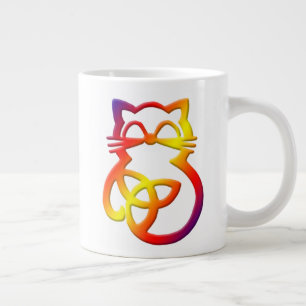 Grand mug à nœud trinitaire arc-en-ciel chat celti