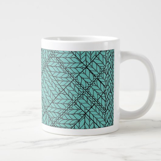 Grand mug blanc TEAL ARGYLE KNIT (Droite)