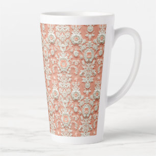 Grand mug en céramique à effet de dentelle corail 