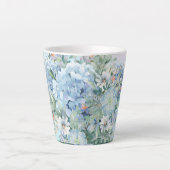 Grand Mug Hydrangea Bleue et Fleurs Latte (Devant)