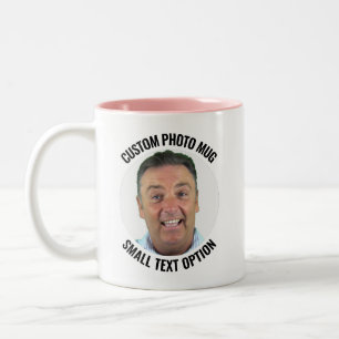 Grand Mug Photo Personnalisé Texte Rose Deux Tons