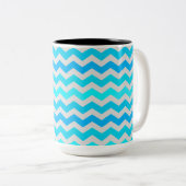 Grand mug rayé bleu et aqua à chevrons (Devant droit)