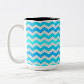 Grand mug rayé bleu et aqua à chevrons (Gauche)